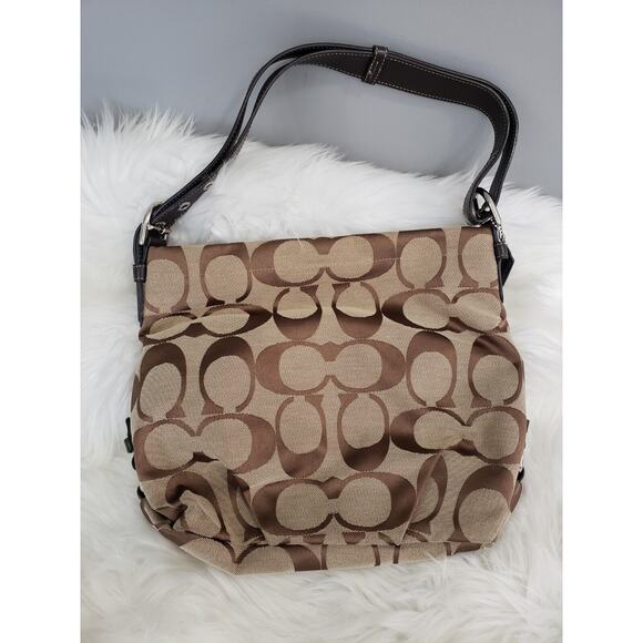 COACH Purse F15067 Brown Signature Duffle Tote Crossbody Shoulder Bag Soho Vtg - Picture 1 of 10